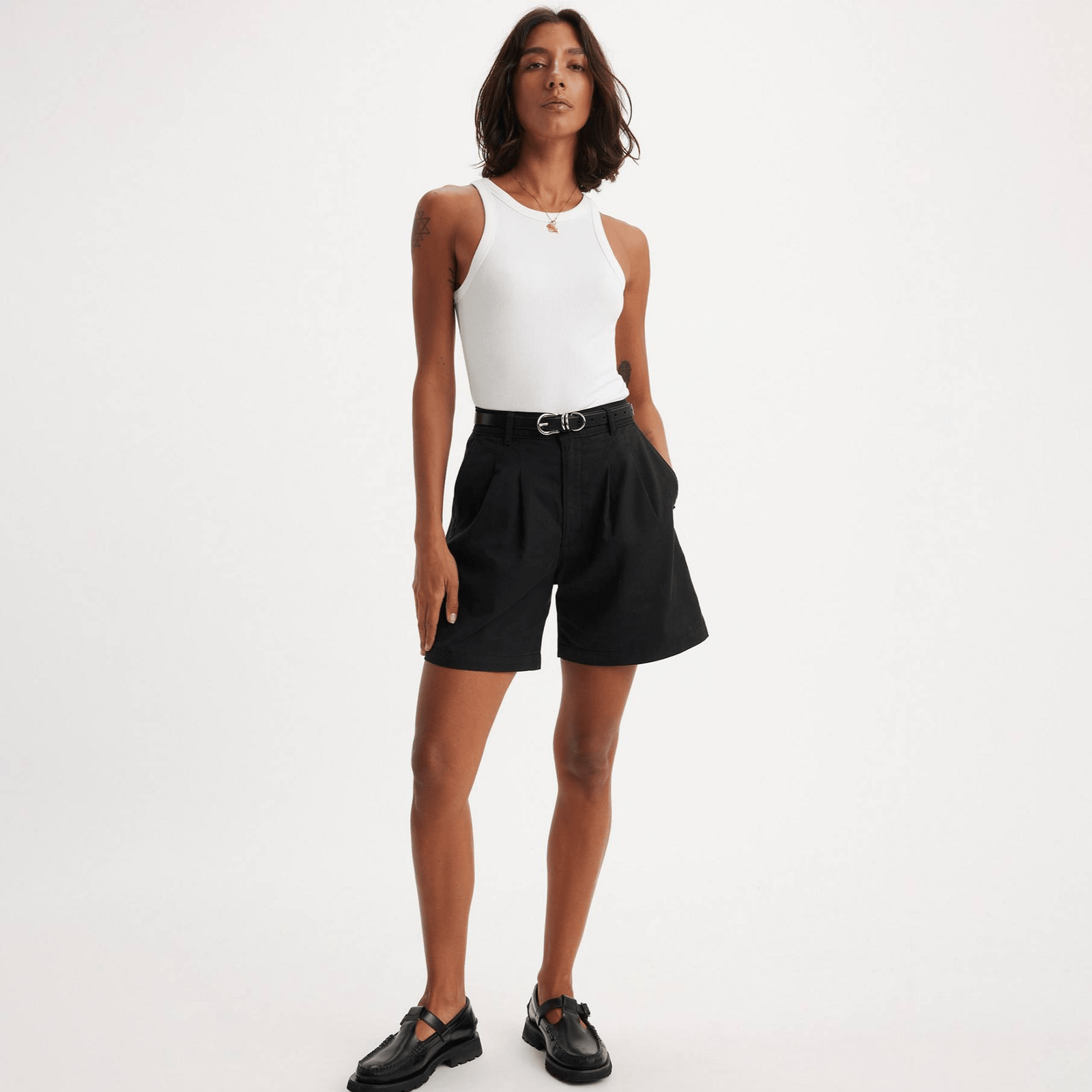 Levi s Pleated Trouser Shorts In Black