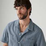 Levi's  Standard Camp Shirt in Mid Wash Stripe Blue