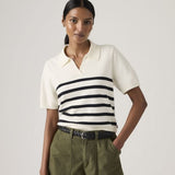 Levi's Super Soft Polo Sweater Isabella Stripes Tofu + Anthracite White