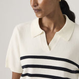 Levi's Super Soft Polo Sweater Isabella Stripes Tofu + Anthracite White