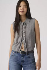 Levi's Supersoft Mini Ruffle Vest Top In Grey