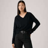 Levi's Supersoft V-neck Pullover Sweater Anthracite Night In Black