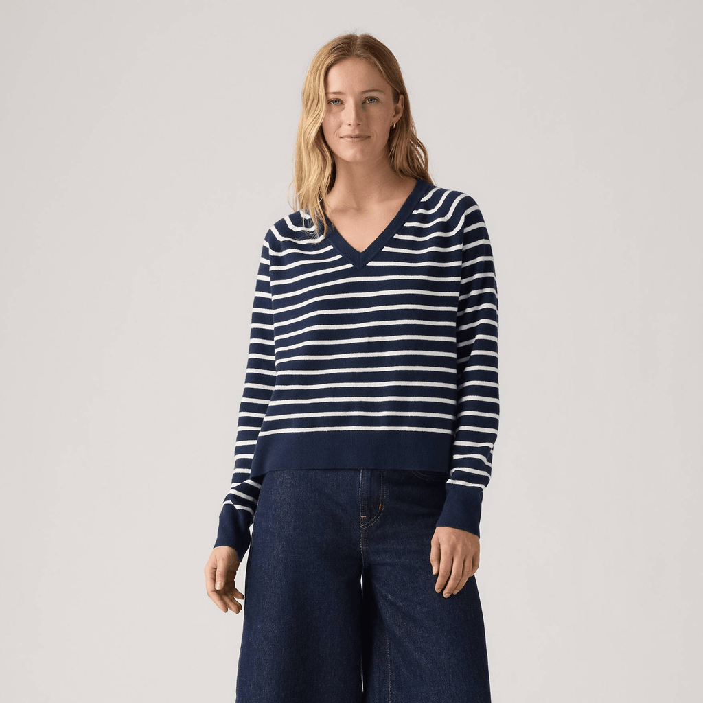 Levis Womens Navy Blue Crew Neck Sweater V Neck Levi's