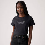 Levi's The Perfect Tee Batwing Iridescent Rhinestone Anthracite In Black