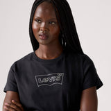 Levi's The Perfect Tee Batwing Iridescent Rhinestone Anthracite In Black