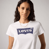 Levi's The Perfect Tee in Fuzzy Dot Bw Fill Bright White
