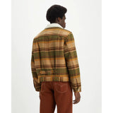 Levi's Type I Sherpa Trucker Jacket in Barold Plaid Winter Moss