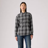 Levi's Western Harlie Flannel Shirt Allegra Plaid Anthracite Night In Black