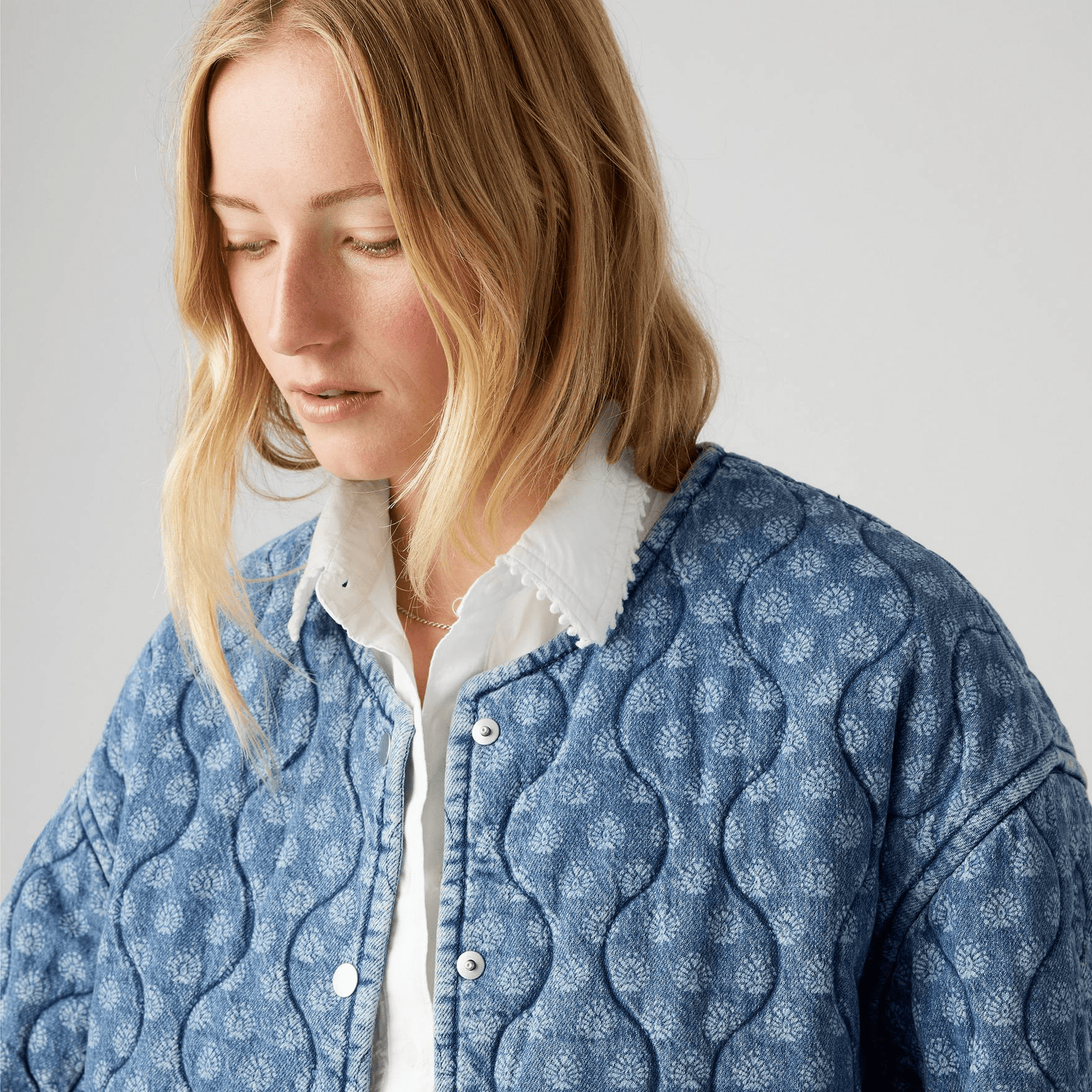 Levi's Women Rumer Quilted Liner Jacket in Faye Geo Denim Blue