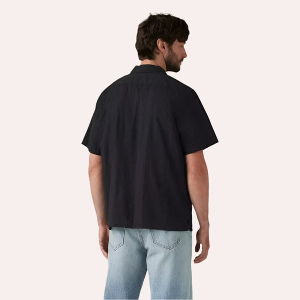 Levis Sunset Camp Shirt Ember Detail Stripe In Jet Black