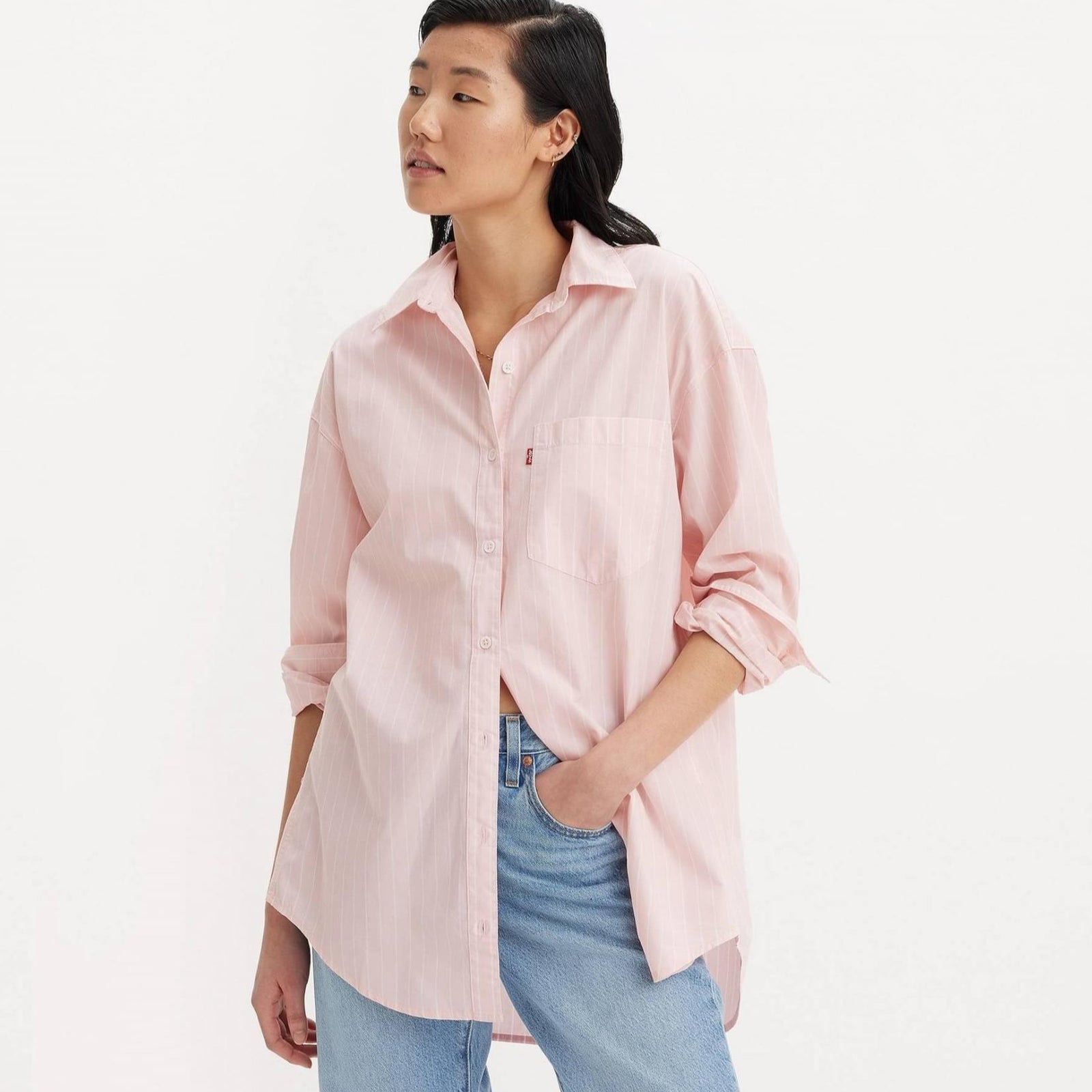 新品♡ Na.e Standard Shirt ナエ　ピンクストライプシャツ levis-lola-shirt-pinks-