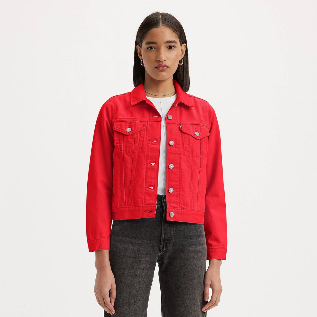 Levi In Script Levi's The Original Trucker Jacket in Script Red Trucker