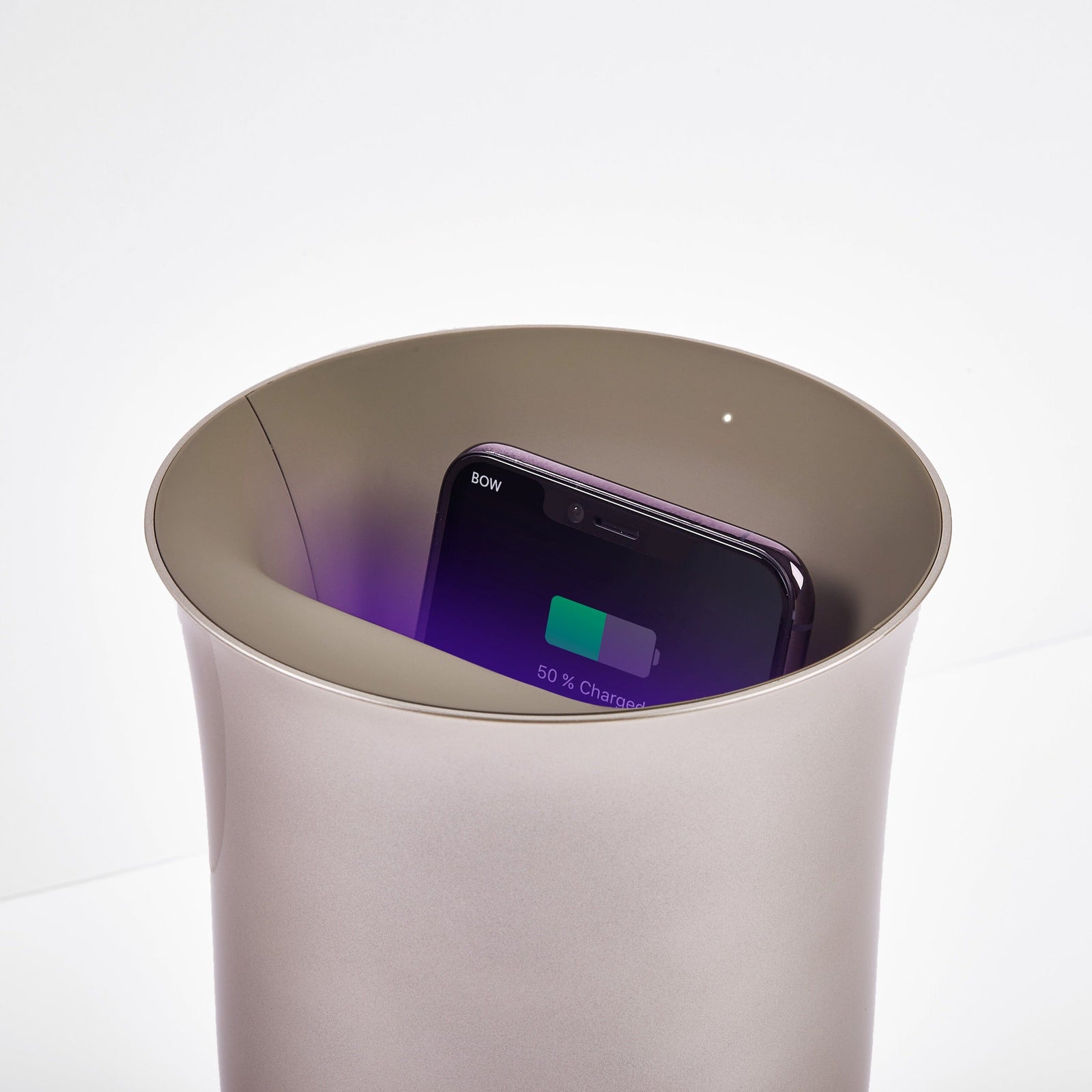 Lexon Oblio Wireless Charging Station Uv Sanitiser Gold