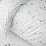 Little Bianca Fine Linens Bedding Stars Cotton Duvet Cover Set with Pillowcase Grey