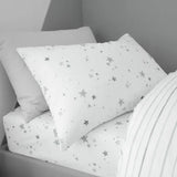 Little Bianca Fine Linens Bedding Stars Cotton Duvet Cover Set with Pillowcase Grey