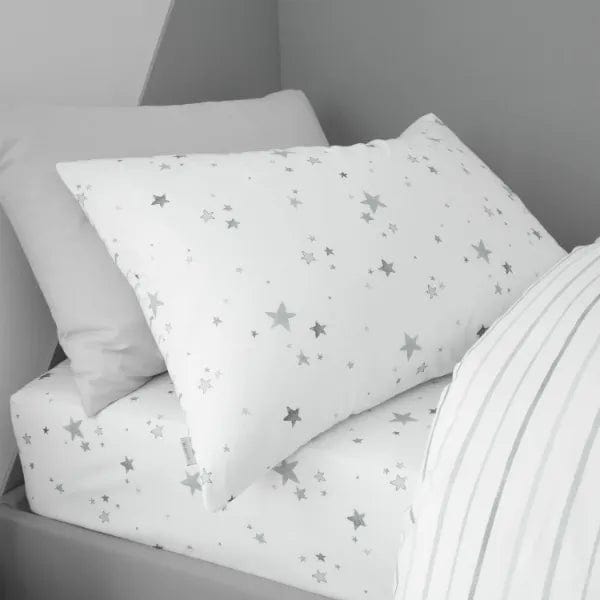 Little Bianca Fine Linens Bedding Stars Cotton Duvet Cover Set with Pillowcase Grey