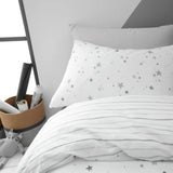 Little Bianca Fine Linens Bedding Stars Cotton Duvet Cover Set with Pillowcase Grey