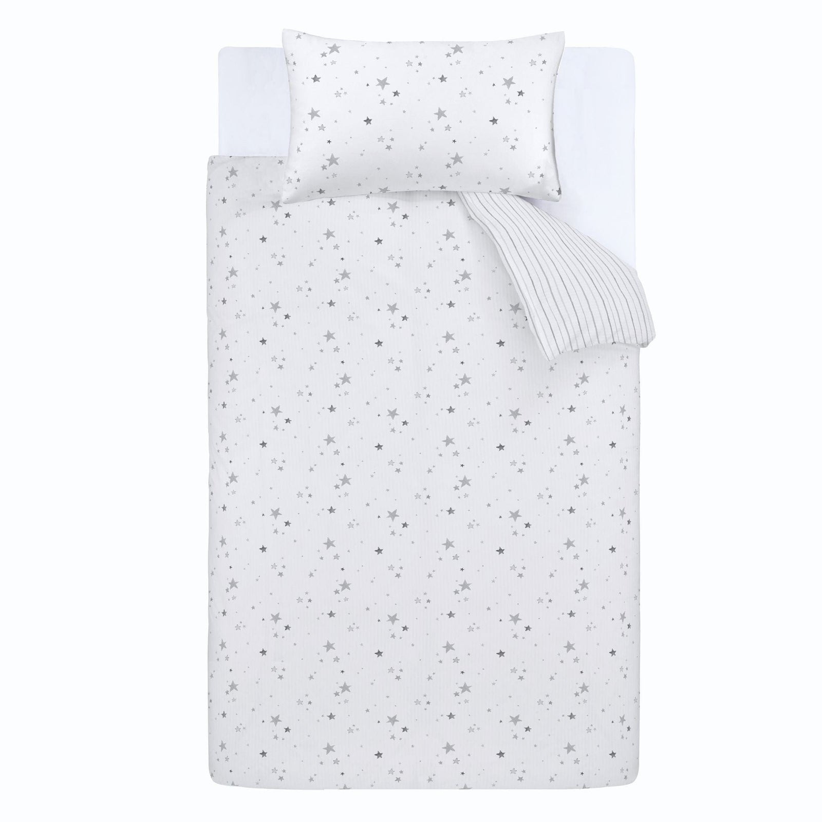 Little Bianca Fine Linens Bedding Stars Cotton Duvet Cover Set with Pillowcase Grey