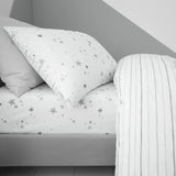 Little Bianca Fine Linens Bedroom Stars Fitted Sheet 15cm Depth Grey