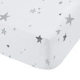 Little Bianca Fine Linens Bedroom Stars Fitted Sheet 15cm Depth Grey