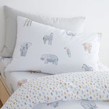 Little Bianca Fine Linens Bedding Zoo Animals Cotton Junior Duvet Cover Set with Pillowcases Pastel