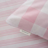 Little Bianca Fine Linens Bedroom Check And Stripe Fitted Sheet 25cm Depth Pink