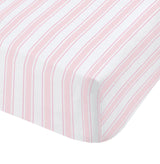 Little Bianca Fine Linens Bedroom Check And Stripe Fitted Sheet 25cm Depth Pink