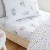Little Bianca Fine Linens Bedroom Zoo Animals Fitted Sheet 25cm Depth Pastel