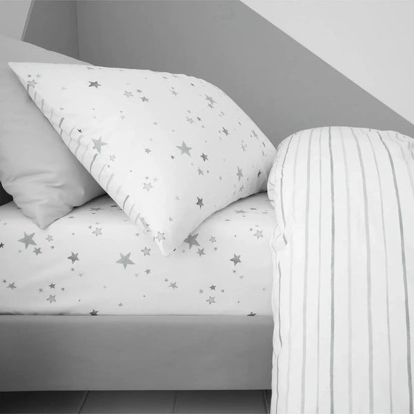 Little Bianca Grey Stars 100% Cotton Fitted Sheet