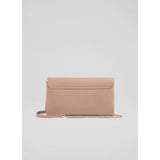 LK Bennett Aria Neutral Nappa Leather Curve Flap Wide Clutch Bag In Trench