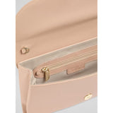 LK Bennett Aria Neutral Nappa Leather Curve Flap Wide Clutch Bag In Trench