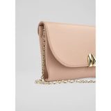 LK Bennett Aria Neutral Nappa Leather Curve Flap Wide Clutch Bag In Trench