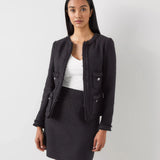 LK Bennett Charlie Black Tweed Recycled Cotton Trim Jacket