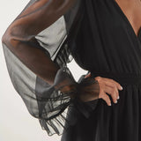 LK Bennett Crinkle Bow Black Dress