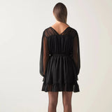LK Bennett Crinkle Bow Black Dress