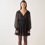 LK Bennett Crinkle Bow Black Dress