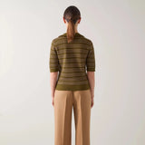LK Bennett Fran Green Fringed Contrast Ottoman Top