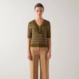 LK Bennett Fran Green Fringed Contrast Ottoman Top