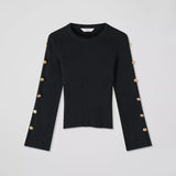 LK Bennett Mirren Midnight Cotton Shank Button Jumper