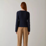 LK Bennett Mirren Midnight Cotton Shank Button Jumper