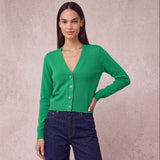 London Cashmere Company Corali Crop Cardigan In Spring Green
