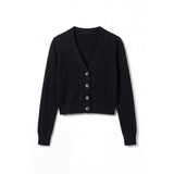 London Cashmere Company Corali Crop Cardigan In Black