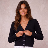 London Cashmere Company Corali Crop Cardigan In Black