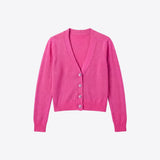 London Cashmere Company Corali Crop Cardigan In Party Pink