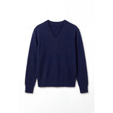 London Cashmere Company Indigo V Neck Jumper In Navy