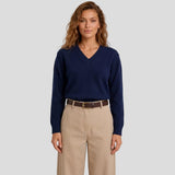 London Cashmere Company Indigo V Neck Jumper In Navy