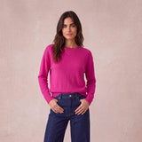 London Cashmere Company Maila Crew Neck Jumper In Party Pink