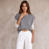 London Cashmere Company Zarah Tank In Super Grey
