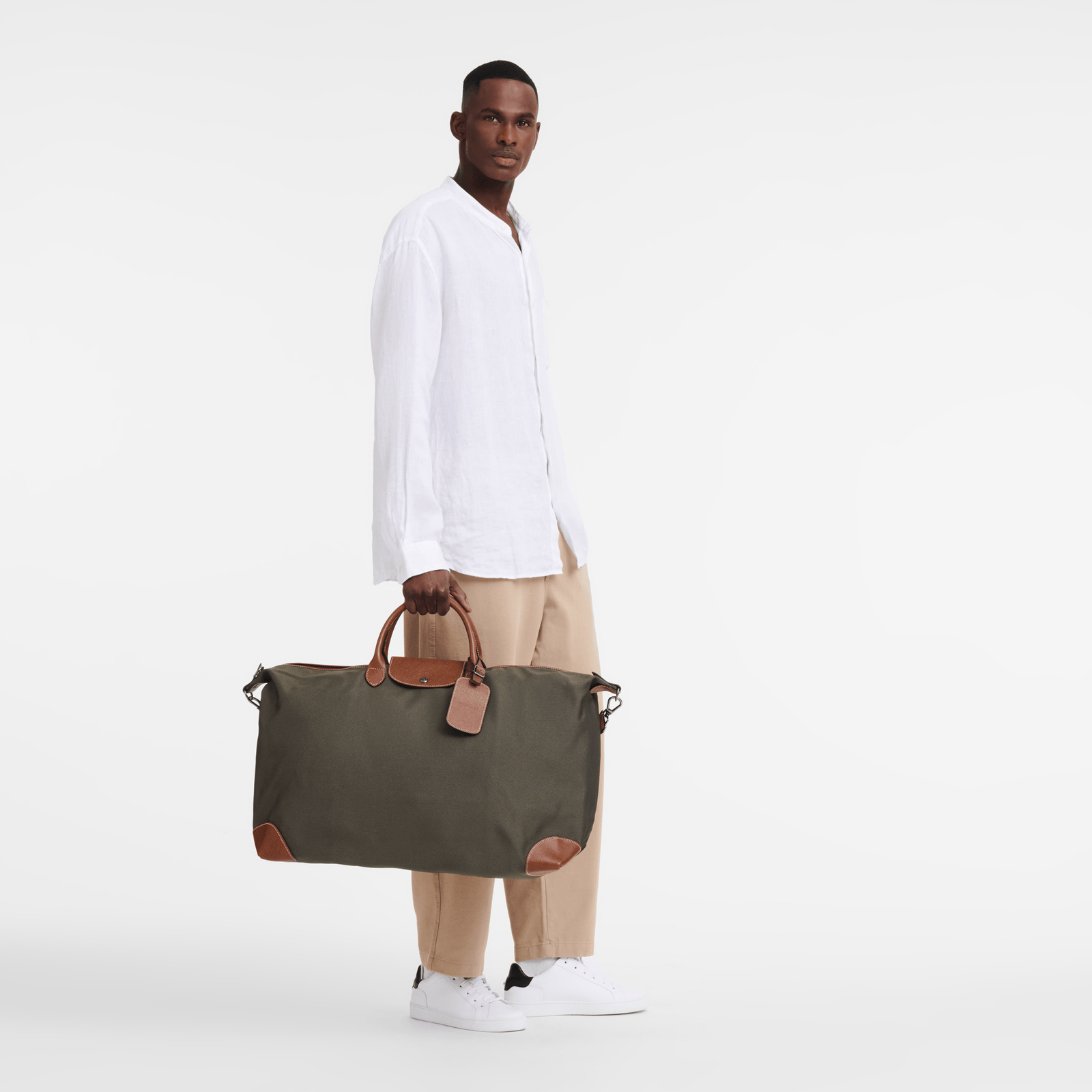 Longchamp Boxford M Travel Bag Recycled Canvas in Brown