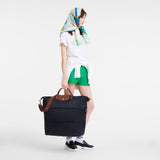 Longchamp Le Pliage Original Travel Bag Expandable Recycled Canvas in Black